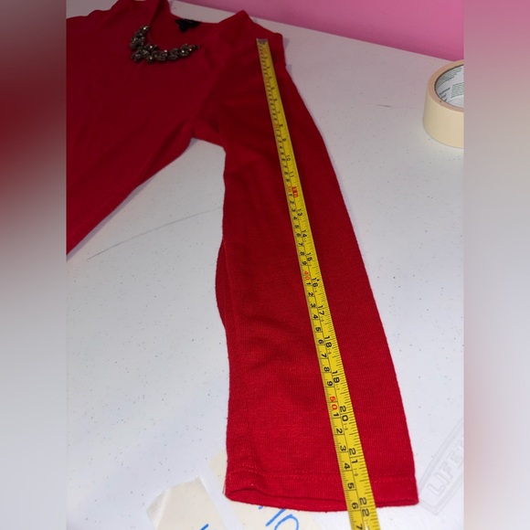 AB Studio Red Blouse with Embellished Neckline - Picture 10 of 11